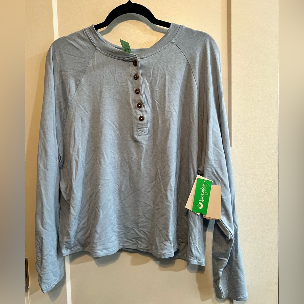 Honeydew USA Light Blue Button-Up Sweatshirt